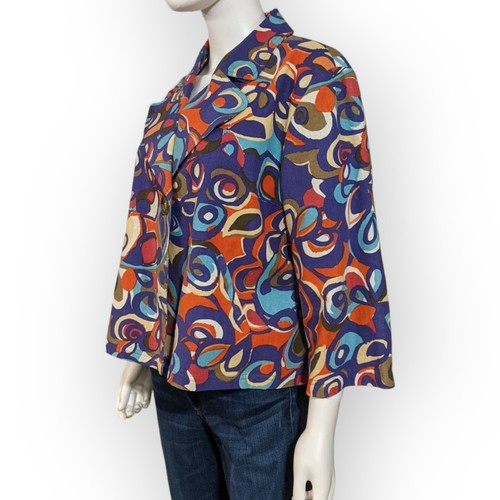 R.Q.T. Petite Multicolored Abstract One Button Light Blazer, PXL - Picture 5 of 10