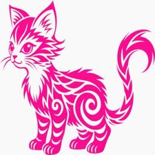 30 Custom Pink Abstract Kitten Personalized Address Labels
