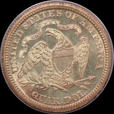 Silver MS 63 Graded Seated Liberty US Quarters (1838-1891) for