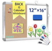 3-in-1 Combination Magnetic Calendar Whiteboard Corkboard Combo with 5 Markers