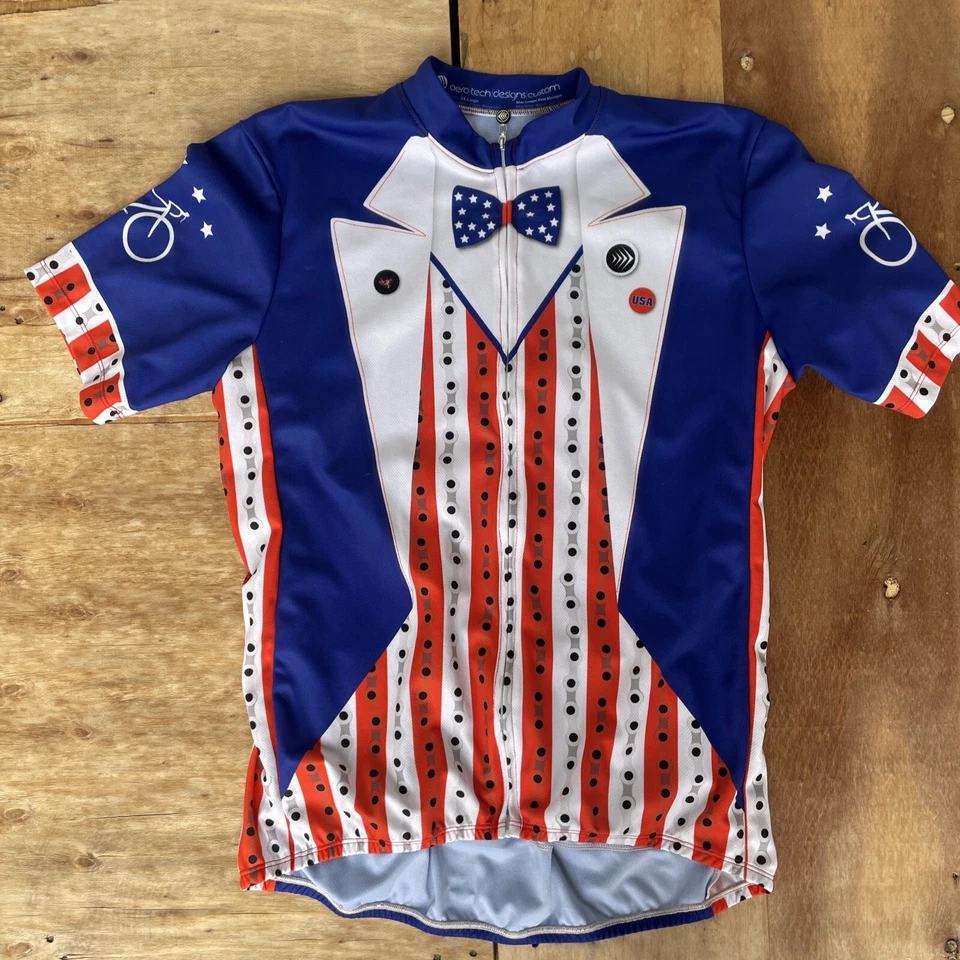 Camiseta deportiva de ciclismo Aero Tech Design para hombre 2XL EE. UU. cremallera completa bolsillos con pajarita Foto 2 de 4