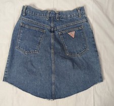 Vintage Georges Marciano by Guess Mini Jean Skirt Size 26 Distressed Raw Hem S2W