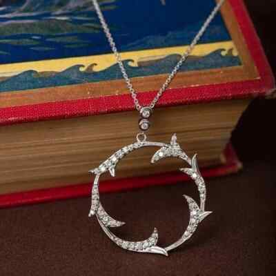 2Ct Round Cut Lab Created Diamond Circle Beauty Pendant 14K White Gold Plated
