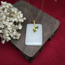 Jade Pendant Necklace Accessories Jewelry Chalcedony 925 Silver Charms Natural