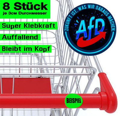 8 Stück Einkaufswagen Aufkleber 3cm Vinyl-Zukunft ist was wir daraus machen AfD