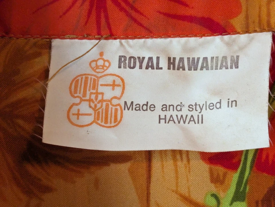 DE COLECCIÓN REAL HAWAIANO NARANJA HIBISCO ALOHA HAWAIANO FLORAL 100% ALGODÓN GRANDE Foto 4 de 4