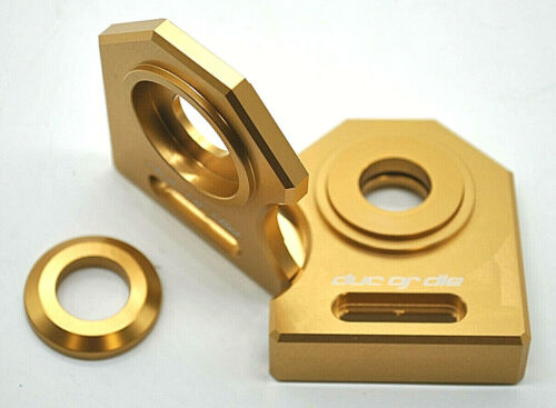 NEU Ducati SBK 851  888   Kettenspanner Achsplatte Schwinge Schutz gold - Afbeelding 1 van 9