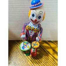 Vintage Circus Clown Drummer Wind Up TinToy