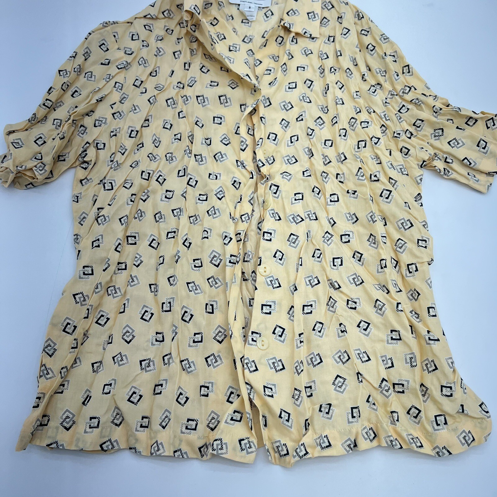 Pendleton Yellow Patterned Rayon Blouse Size 8 - image 1