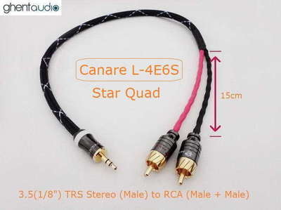 3.5mm Jack (1/8')TRS(m) Plug Hifi AUX Cable Stereo To Dual 2 RCA(m) for Ipod/mp3