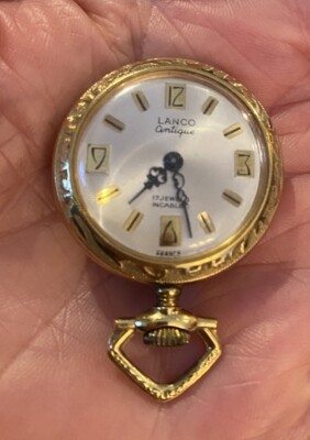 希少　1900年頃　フランス　LOYS LUCHA　アンティーク手鏡　金魚 彫金 Vintage Women's Lanco Antique France Incabloc 17 Jewels Pocket