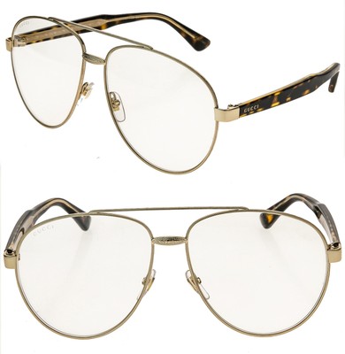 GUCCI GG0054S 0054 Tortoise Gold Aviator Unisex Oversized  display picture 1
