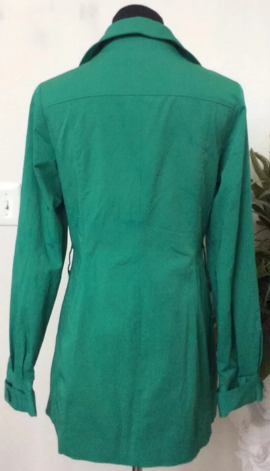 Trench coat Vertigo feminino carreira verde mistura poliéster leve tamanho G excelente estado usado! - Imagem 3 de 4