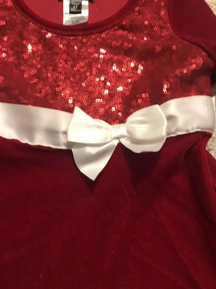 Vestido de Navidad Rosa y Violeta Niñas 2t Rojo Con Cartera Unicornio Foto 3 de 4