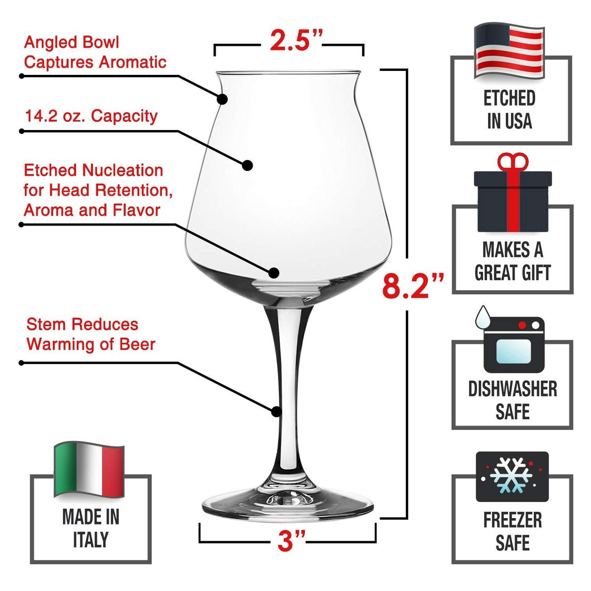Nucleated Teku 3.0 Stemmed Beer Glass by Rastal - Nucleation Pint