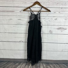 Free People Mini Dress Womens Small Black She Got It Lace Romantic Witchy Goth