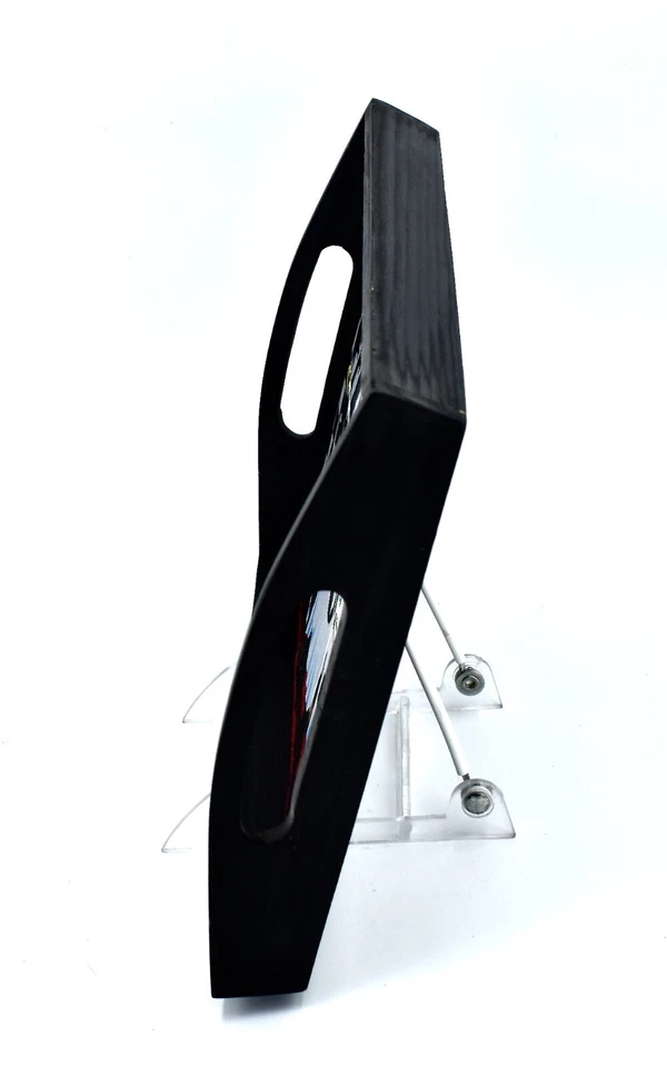 Bandeja para servir camareros de vino francés, azulejos de cerámica, vino, madera negra, asas, 13"x9"x2" Foto 3 de 4