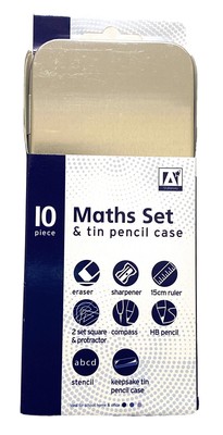 10 Stück Mathematik Geometrie Set Zurück zur Schule Prüfung Schreibpapier Kompass & Bleistiftetui