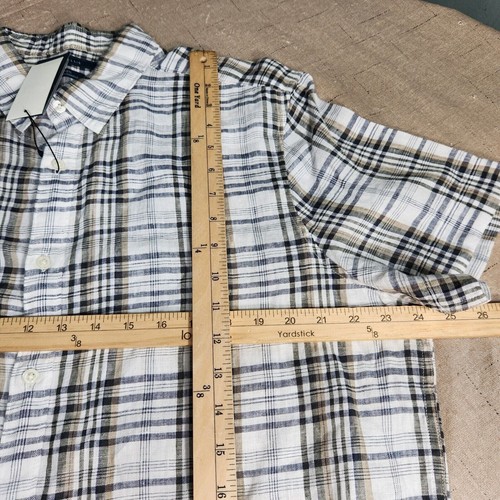 Perry Ellis Mens Shirt Size XL Striped Short Sleeve button Up Linen New (28) - Picture 7 of 9