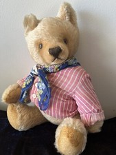 1960s STEIFF "ORIGINAL TEDDY" BEAUTIFUL GOLDEN LUXURIOUS MOHAIR, 13" DRESSED