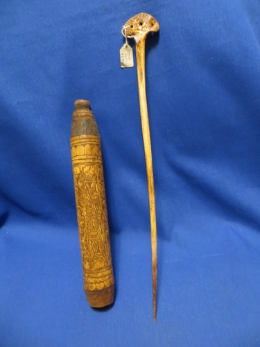 c 1900 Hand Etched Lime Container Papua New Guinea Yamok Tribe Sepic River Area