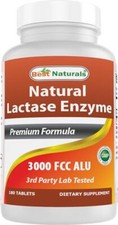 180 Natural Lactase Enzyme Tablets Non GMO Gluten Free Made in USA