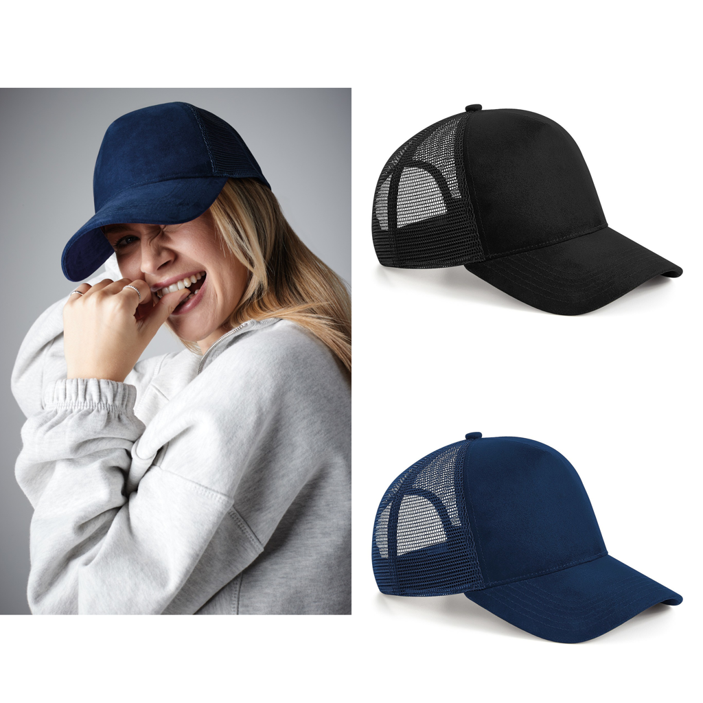 Beechfield Suede Snapback Trucker B643 - Adults Pre-curved Peak Baseball Cap
