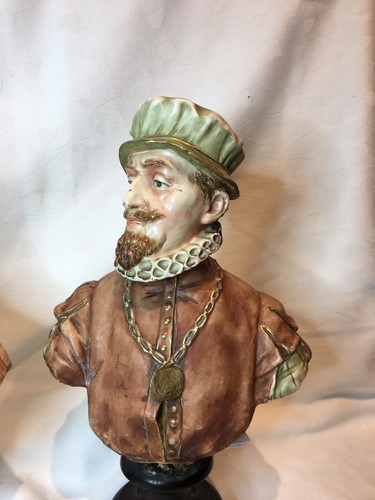 GOLDSCHEIDER 19th c Gilded Terracotta Bust Figures Sculptures. Superb - 第 3/12 張圖片