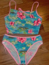 LN BARE ASSETS GIRLS PC MULTI COLORED FLORAL CROPPED TANKINI SWIMSUIT 14 16
