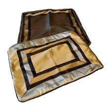 Croscill Pillow Shams (2)  Braided Gold Bronze Brown Cording RN 21857 EUC