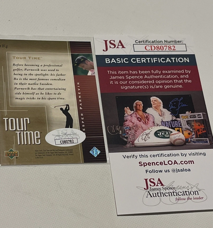 Tarjeta firmada por Jesper Parnevik UD Upper Deck Tour Time JSA CERTIFICADO DE AUTENTICIDAD IP automático a Foto 2 de 3