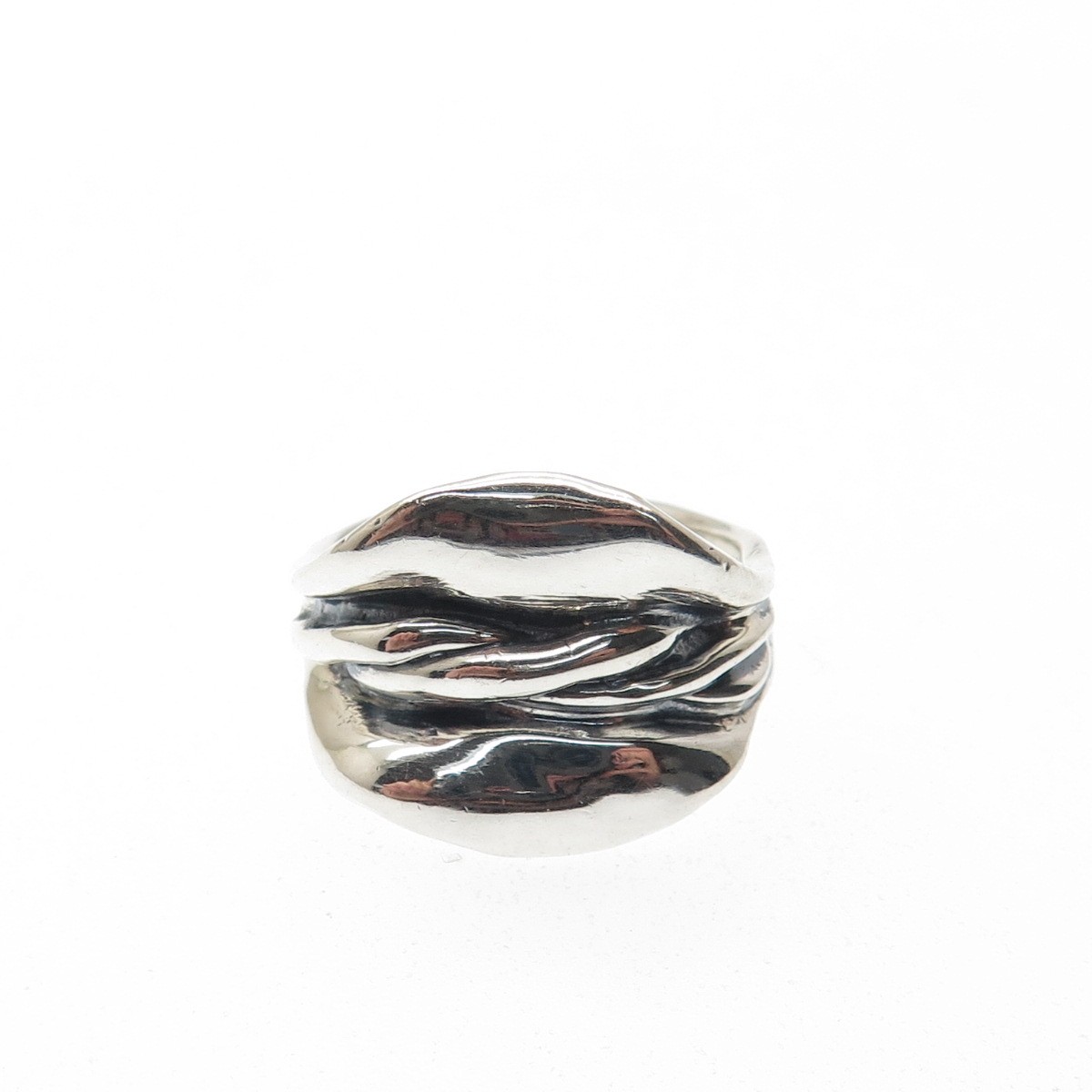 HAGIT GORALI 925 Sterling Silver Vintage Israel Modernist Oxidized Ring Size 8