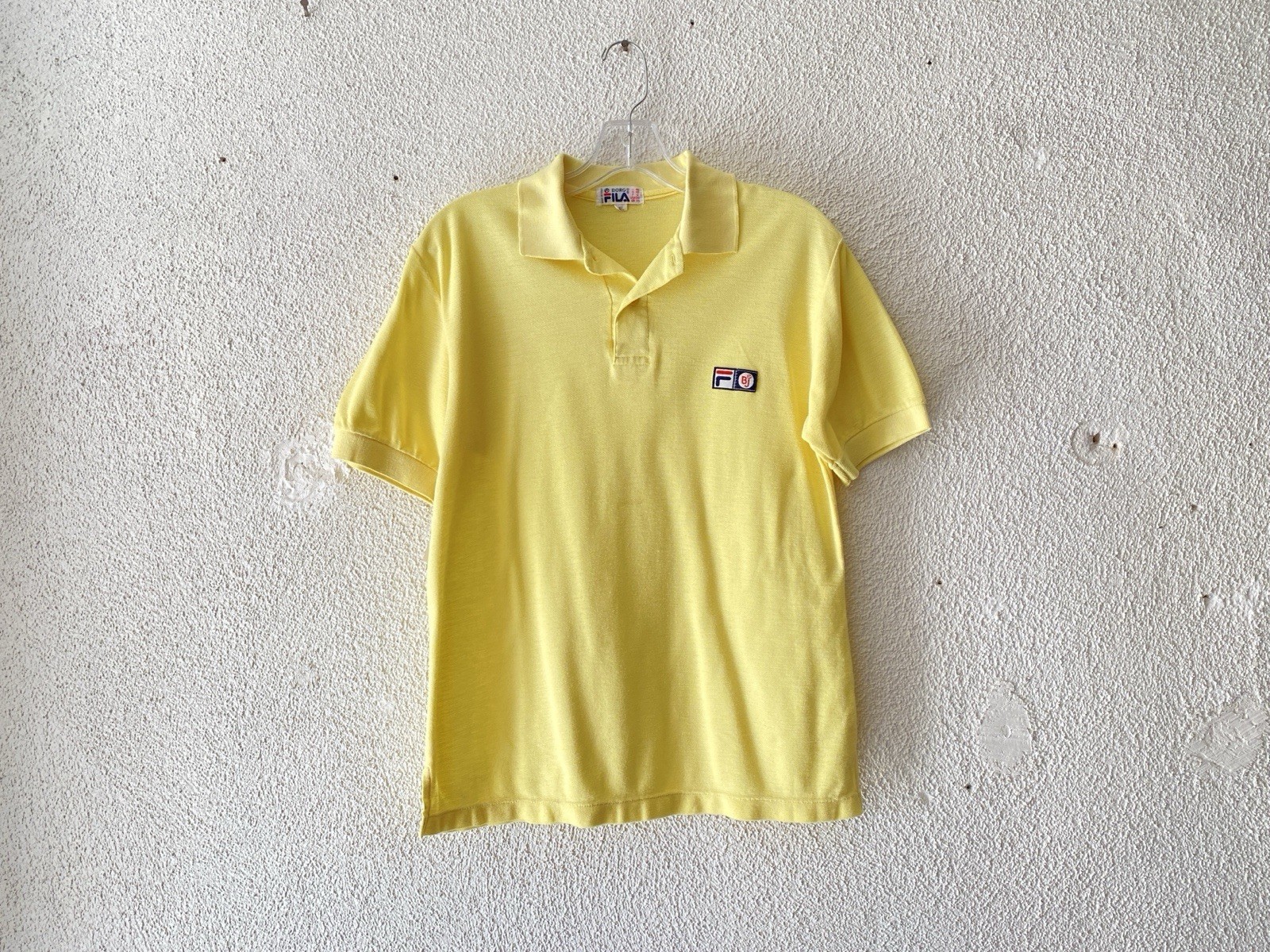 1980s vtg BJORN BORG yellow FILA TENNIS POLO SHIRT 38 Made In Italy BJ Logo