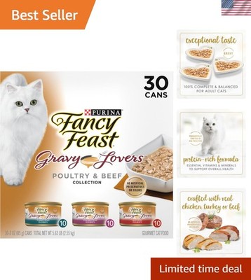 30-Can Pack: Purina Gravy Lovers Cat Food in Savory Poultry & Beef with Gravy