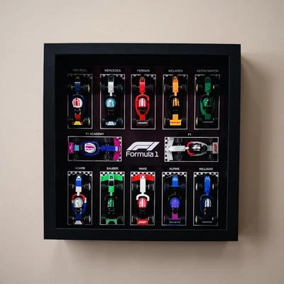 Display frame for Lego ® Formula One Minifigures Series F1 Race Cars 71049 27cm