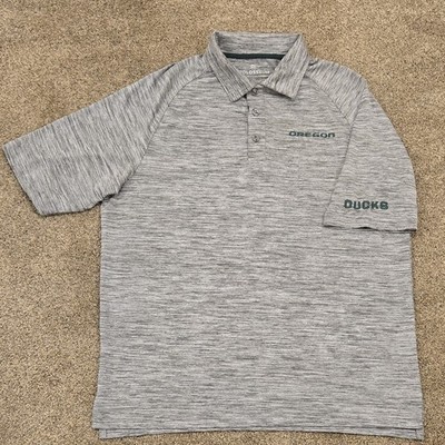NWOT Colosseum Oregon Ducks College Football Mens M Polo Shirt Heather Gray NCAA