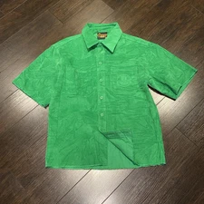 Drew House Corduroy Short Sleeve Button Up Shirt Men's Size XS Green Oversized