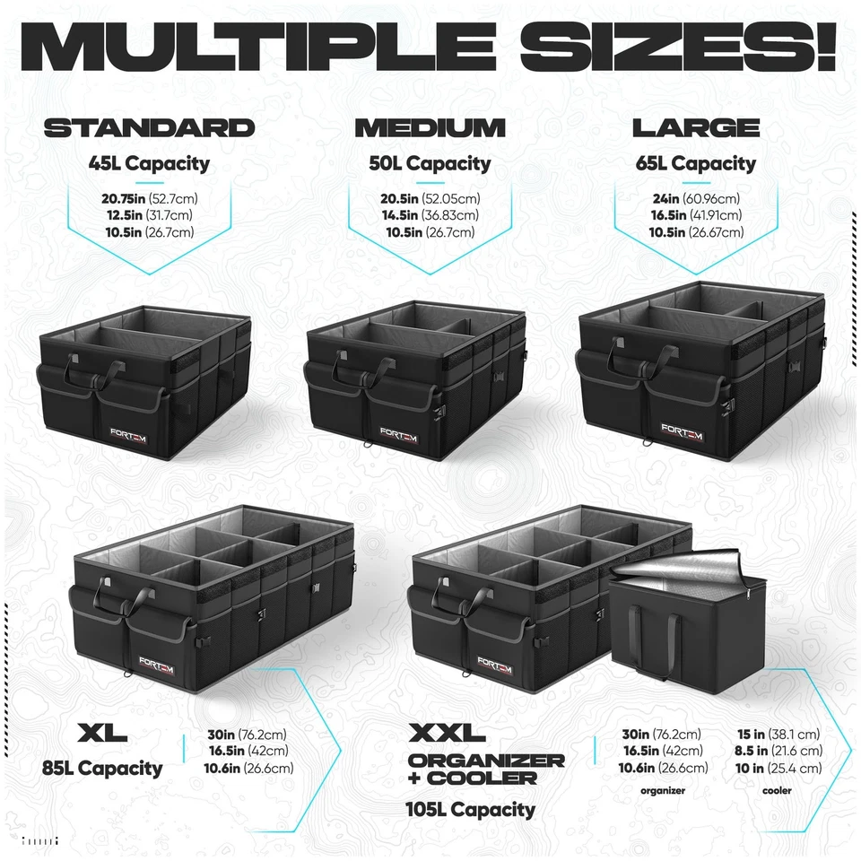 Organizador maletero coche plegable SUV almacenamiento varios compartimentos accesorios 50L Foto 3 de 4