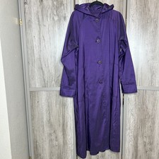 Maralyce Ferree Hooded Cape Trench Coat Women Size S Made in USA Purple