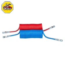 12FT Coiled Air Line Hose Assembly Truck Trailer Airline Kit 1/2" NPT Fittings