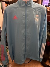 Real Madrid Adidas Jacket Track Top Full Zip 2XL XXL Sky Blue Football Shirt