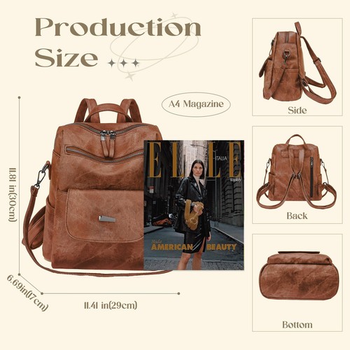 Backpack Purse for Women, Women Backpack Purse Small Leather Waterproof Anti-... - Picture 2 of 8