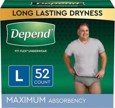 Depend FIT-FLEX Men Maximum Absorbency Large 52 Ct Grey