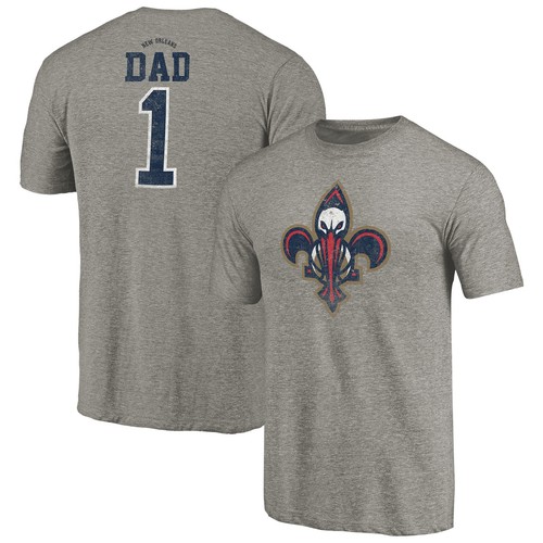 Graues New Orleans Pelicans Greatest Dad Tri-Blend T-Shirt für Herren