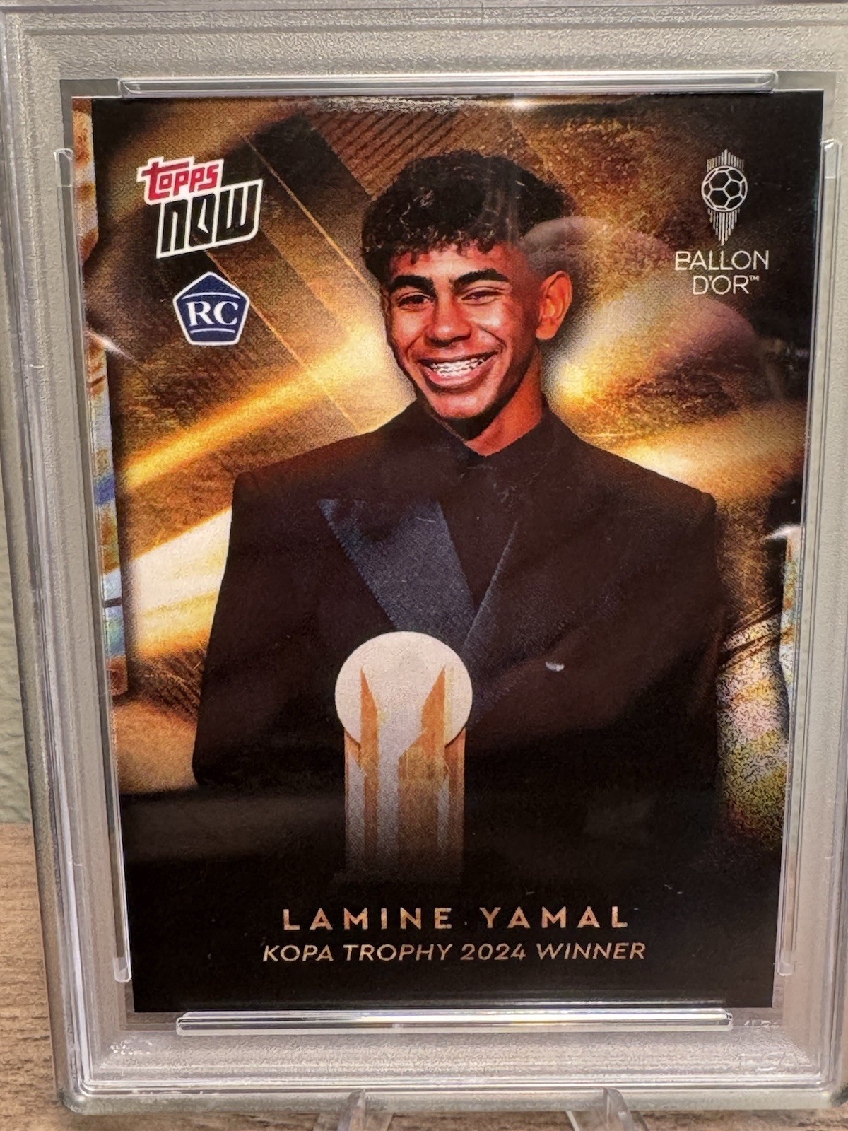2024 Topps Now Ballon D'Or Lamine Yamal Rookie RC Kopa Trophy #1 PSA 9 MINT view 2