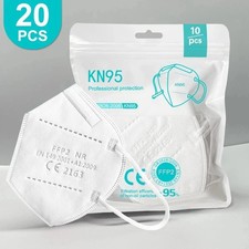 FFP2 N95 FACE MASKS, POLLEN, DUST PROTECTION, NON MEDICAL SURGICAL, 20 PCS
