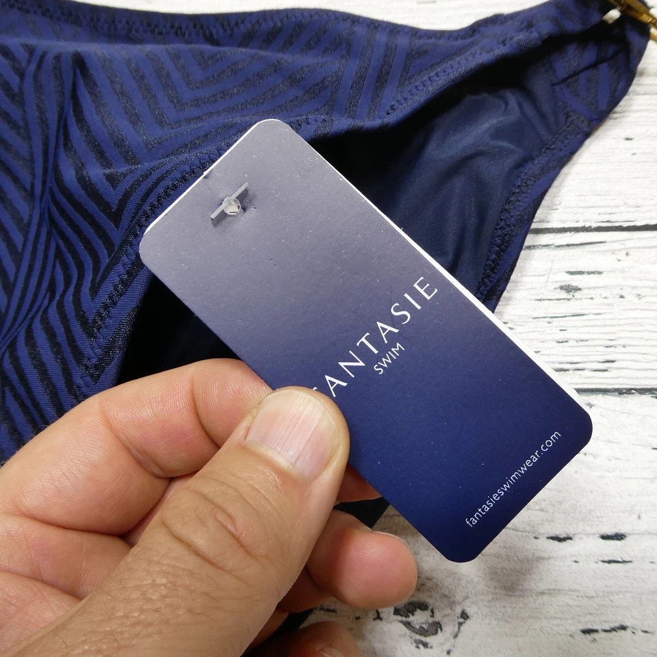 Parte inferior de bikini Fantasie para mujer pequeña azul marino larga lengüeta traje de baño FS6905INK Foto 2 de 4