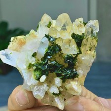 68G Natural beautiful epidote quartz with Crystal garden quartz Specimen