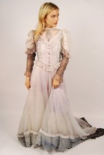 70s Victorian Gown (S) vintage purple ombre dress small ombre regency gothic