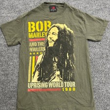 Zion T-Shirt Mens S Olive Bob Marley Uprising World Tour 1980 Cotton Graphic Tee